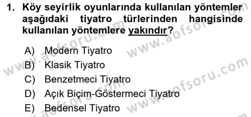 Türk Tiyatrosu Dersi 2025 - 2026 Yılı (Final) Dönem Sonu Sınav Soruları 1. Soru