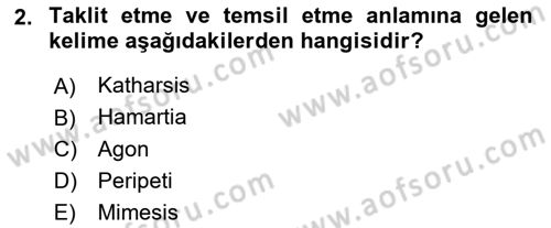 Türk Tiyatrosu Dersi 2025 - 2026 Yılı (Final) Dönem Sonu Sınav Soruları 2. Soru