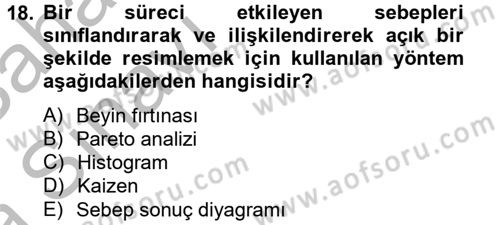 Kalite Yönetim Sistemleri Dersi 2012 - 2013 Yılı (Vize) Ara Sınav Soruları 18. Soru
