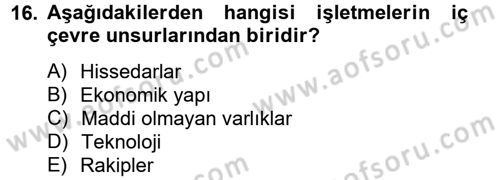 Kalite Yönetim Sistemleri Dersi 2012 - 2013 Yılı (Final) Dönem Sonu Sınav Soruları 16. Soru