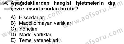 Kalite Yönetim Sistemleri Dersi 2013 - 2014 Yılı (Final) Dönem Sonu Sınav Soruları 14. Soru