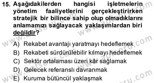 Kalite Yönetim Sistemleri Dersi 2013 - 2014 Yılı (Final) Dönem Sonu Sınav Soruları 15. Soru