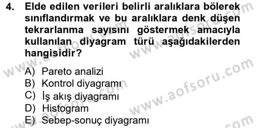 Kalite Yönetim Sistemleri Dersi 2013 - 2014 Yılı (Final) Dönem Sonu Sınav Soruları 4. Soru