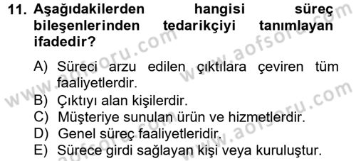 Kalite Yönetim Sistemleri Dersi 2013 - 2014 Yılı Tek Ders Sınav Soruları 11. Soru