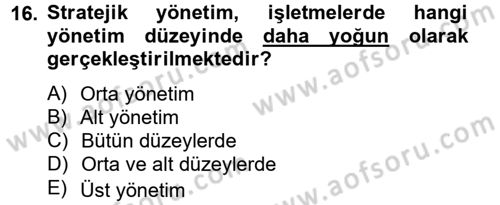 Kalite Yönetim Sistemleri Dersi 2013 - 2014 Yılı Tek Ders Sınav Soruları 16. Soru