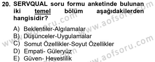 Kalite Yönetim Sistemleri Dersi 2013 - 2014 Yılı Tek Ders Sınav Soruları 20. Soru