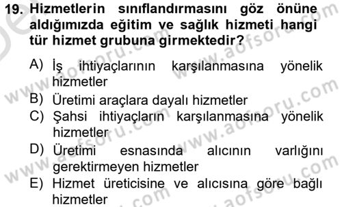 Kalite Yönetim Sistemleri Dersi 2014 - 2015 Yılı Tek Ders Sınav Soruları 19. Soru