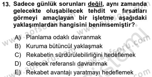 Kalite Yönetim Sistemleri Dersi 2015 - 2016 Yılı (Final) Dönem Sonu Sınav Soruları 13. Soru