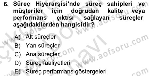 Kalite Yönetim Sistemleri Dersi 2015 - 2016 Yılı (Final) Dönem Sonu Sınav Soruları 6. Soru