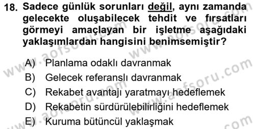 Kalite Yönetim Sistemleri Dersi 2015 - 2016 Yılı Tek Ders Sınav Soruları 18. Soru