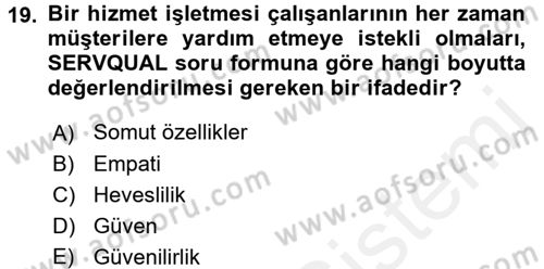 Kalite Yönetim Sistemleri Dersi 2015 - 2016 Yılı Tek Ders Sınav Soruları 19. Soru