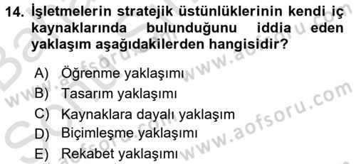 Kalite Yönetim Sistemleri Dersi 2016 - 2017 Yılı (Final) Dönem Sonu Sınav Soruları 14. Soru