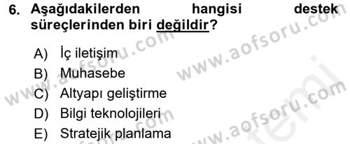 Kalite Yönetim Sistemleri Dersi 2017 - 2018 Yılı (Final) Dönem Sonu Sınav Soruları 6. Soru