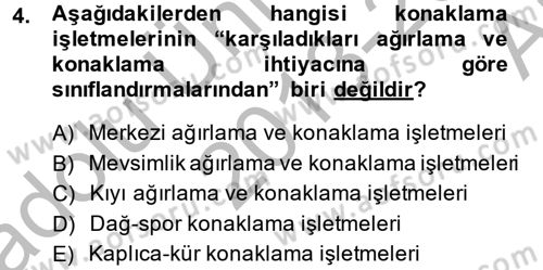 Konaklama Hizmetlerinde Kalite Yönetimi Dersi 2013 - 2014 Yılı (Vize) Ara Sınav Soruları 4. Soru