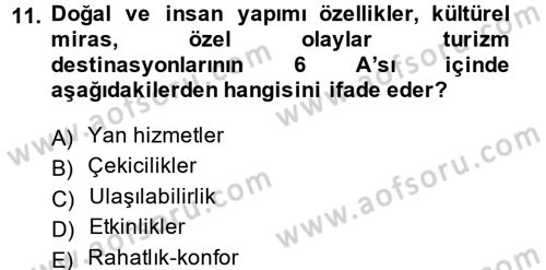 Konaklama Hizmetlerinde Kalite Yönetimi Dersi 2013 - 2014 Yılı (Final) Dönem Sonu Sınav Soruları 11. Soru