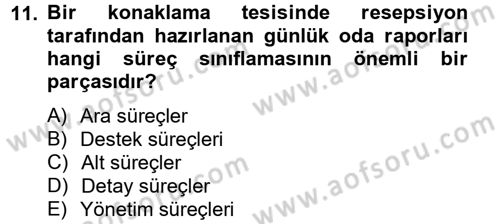 Konaklama Hizmetlerinde Kalite Yönetimi Dersi 2013 - 2014 Yılı Tek Ders Sınav Soruları 11. Soru
