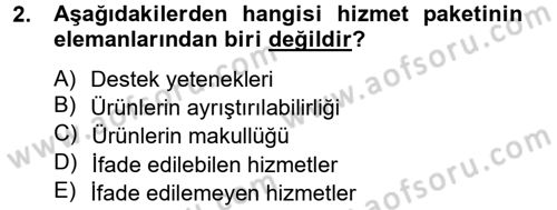 Konaklama Hizmetlerinde Kalite Yönetimi Dersi 2013 - 2014 Yılı Tek Ders Sınav Soruları 2. Soru