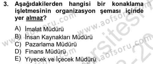 Konaklama Hizmetlerinde Kalite Yönetimi Dersi 2013 - 2014 Yılı Tek Ders Sınav Soruları 3. Soru