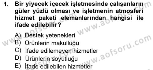 Konaklama Hizmetlerinde Kalite Yönetimi Dersi 2014 - 2015 Yılı (Vize) Ara Sınav Soruları 1. Soru