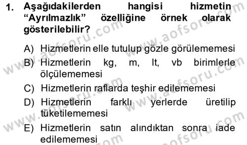 Konaklama Hizmetlerinde Kalite Yönetimi Dersi 2014 - 2015 Yılı Tek Ders Sınav Soruları 1. Soru