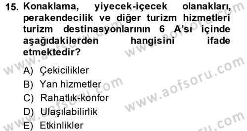 Konaklama Hizmetlerinde Kalite Yönetimi Dersi 2014 - 2015 Yılı Tek Ders Sınav Soruları 15. Soru