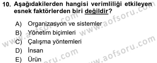 Konaklama Hizmetlerinde Kalite Yönetimi Dersi 2016 - 2017 Yılı (Final) Dönem Sonu Sınav Soruları 10. Soru