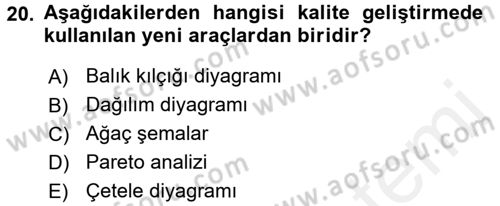 Konaklama Hizmetlerinde Kalite Yönetimi Dersi 2017 - 2018 Yılı (Vize) Ara Sınav Soruları 20. Soru