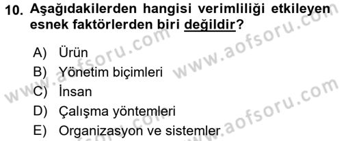 Konaklama Hizmetlerinde Kalite Yönetimi Dersi 2017 - 2018 Yılı (Final) Dönem Sonu Sınav Soruları 10. Soru