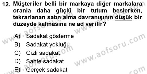 Konaklama Hizmetlerinde Kalite Yönetimi Dersi 2017 - 2018 Yılı (Final) Dönem Sonu Sınav Soruları 12. Soru