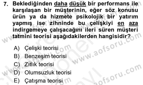 Konaklama Hizmetlerinde Kalite Yönetimi Dersi 2017 - 2018 Yılı (Final) Dönem Sonu Sınav Soruları 7. Soru