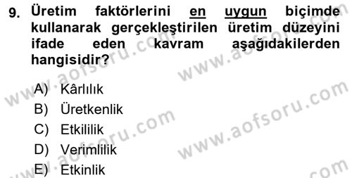 Konaklama Hizmetlerinde Kalite Yönetimi Dersi 2017 - 2018 Yılı (Final) Dönem Sonu Sınav Soruları 9. Soru