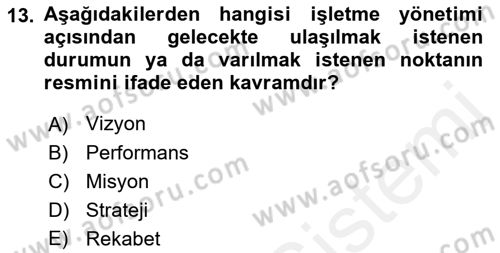 Konaklama Hizmetlerinde Kalite Yönetimi Dersi 2018 - 2019 Yılı (Vize) Ara Sınav Soruları 13. Soru