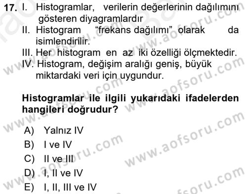 Konaklama Hizmetlerinde Kalite Yönetimi Dersi 2018 - 2019 Yılı (Vize) Ara Sınav Soruları 17. Soru