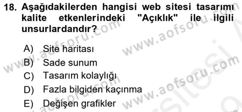 Konaklama Hizmetlerinde Kalite Yönetimi Dersi 2018 - 2019 Yılı (Final) Dönem Sonu Sınav Soruları 18. Soru