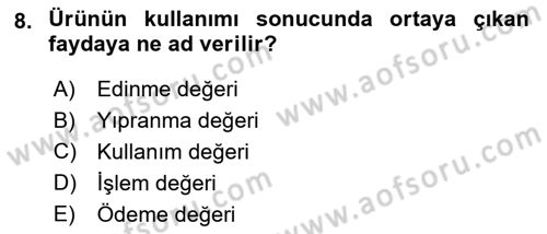 Konaklama Hizmetlerinde Kalite Yönetimi Dersi 2018 - 2019 Yılı (Final) Dönem Sonu Sınav Soruları 8. Soru