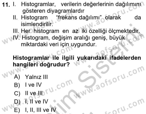 Konaklama Hizmetlerinde Kalite Yönetimi Dersi 2018 - 2019 Yılı Yaz Okulu Sınav Soruları 11. Soru