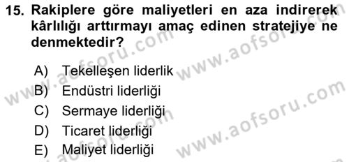 Konaklama Hizmetlerinde Kalite Yönetimi Dersi 2018 - 2019 Yılı Yaz Okulu Sınav Soruları 15. Soru