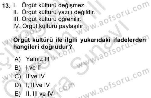 Konaklama Hizmetlerinde Kalite Yönetimi Dersi 2021 - 2022 Yılı (Vize) Ara Sınav Soruları 13. Soru