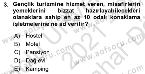 Konaklama Hizmetlerinde Kalite Yönetimi Dersi 2021 - 2022 Yılı (Vize) Ara Sınav Soruları 3. Soru