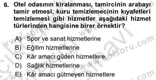 Konaklama Hizmetlerinde Kalite Yönetimi Dersi 2021 - 2022 Yılı (Vize) Ara Sınav Soruları 6. Soru