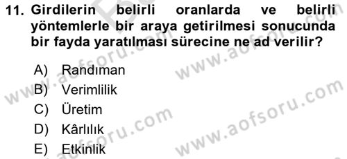Konaklama Hizmetlerinde Kalite Yönetimi Dersi 2021 - 2022 Yılı (Final) Dönem Sonu Sınav Soruları 11. Soru