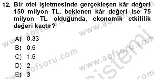 Konaklama Hizmetlerinde Kalite Yönetimi Dersi 2021 - 2022 Yılı (Final) Dönem Sonu Sınav Soruları 12. Soru