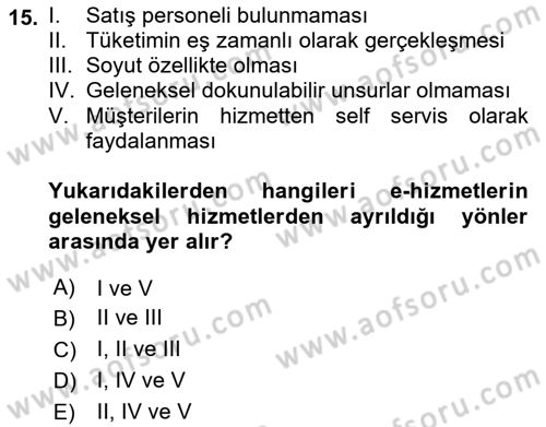 Konaklama Hizmetlerinde Kalite Yönetimi Dersi 2021 - 2022 Yılı (Final) Dönem Sonu Sınav Soruları 15. Soru
