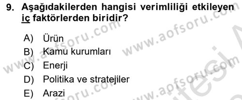 Konaklama Hizmetlerinde Kalite Yönetimi Dersi 2021 - 2022 Yılı (Final) Dönem Sonu Sınav Soruları 9. Soru