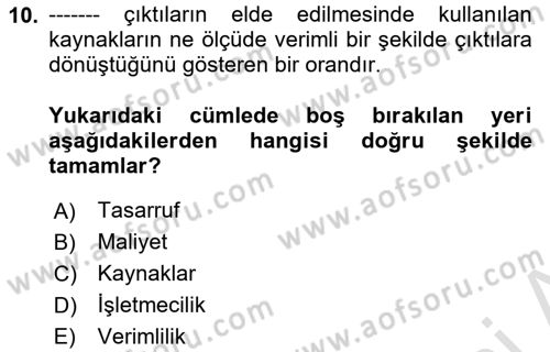 Konaklama Hizmetlerinde Kalite Yönetimi Dersi 2023 - 2024 Yılı (Final) Dönem Sonu Sınav Soruları 10. Soru