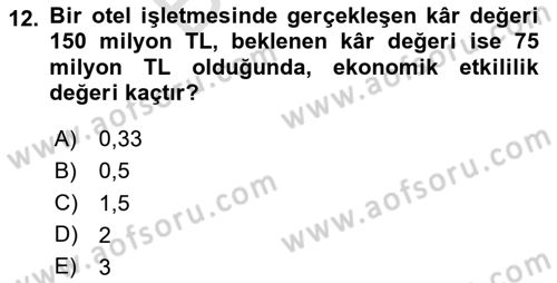 Konaklama Hizmetlerinde Kalite Yönetimi Dersi 2023 - 2024 Yılı (Final) Dönem Sonu Sınav Soruları 12. Soru