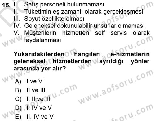 Konaklama Hizmetlerinde Kalite Yönetimi Dersi 2023 - 2024 Yılı (Final) Dönem Sonu Sınav Soruları 15. Soru