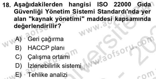 Konaklama Hizmetlerinde Kalite Yönetimi Dersi 2023 - 2024 Yılı (Final) Dönem Sonu Sınav Soruları 18. Soru