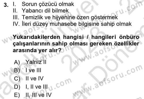 Konaklama Hizmetlerinde Kalite Yönetimi Dersi 2023 - 2024 Yılı (Final) Dönem Sonu Sınav Soruları 3. Soru