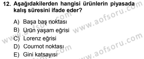 Tarım Ekonomisi Dersi 2012 - 2013 Yılı (Final) Dönem Sonu Sınav Soruları 12. Soru
